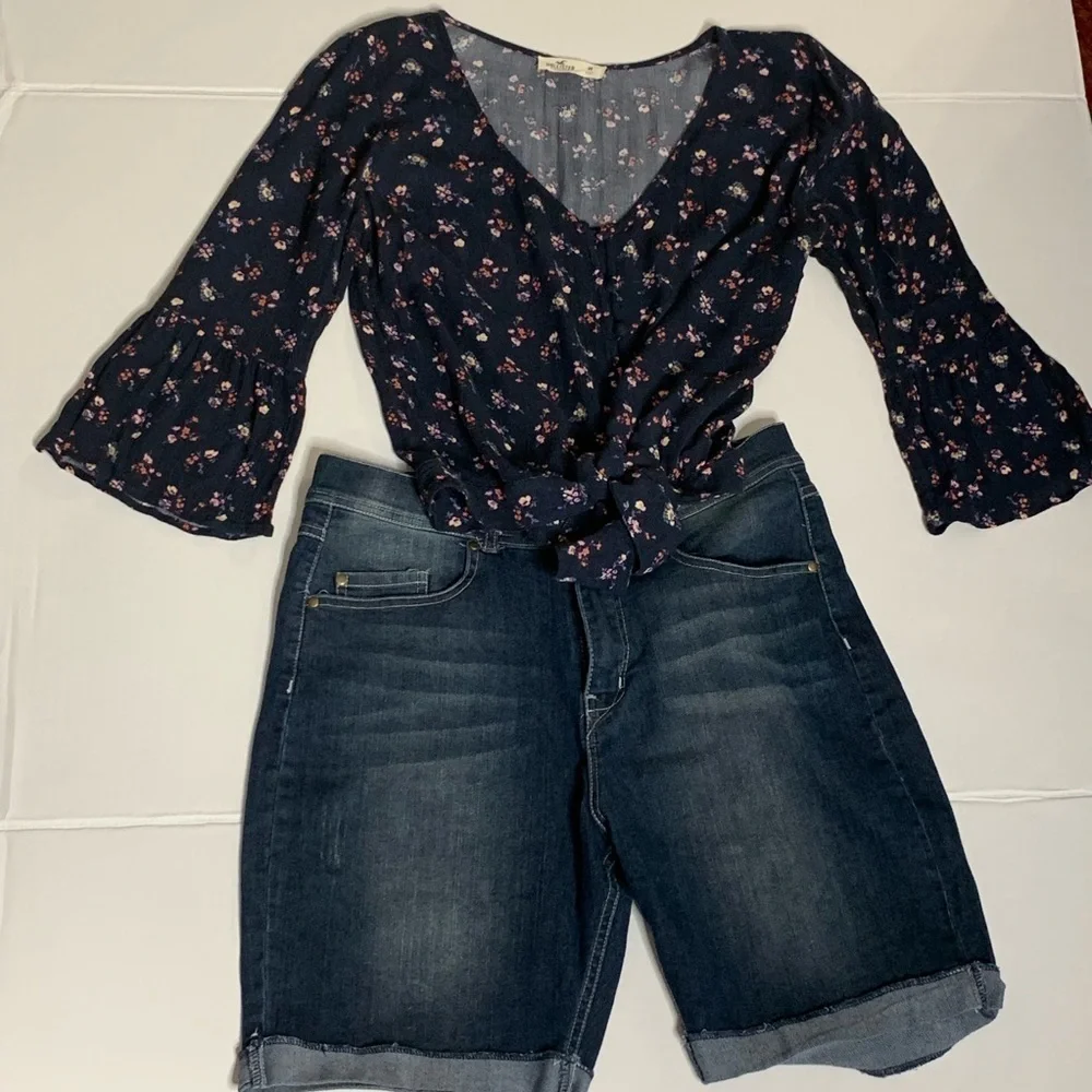 Bienzoe Girls Dark Denim Shorts Size 18 - Picture 2 of 8